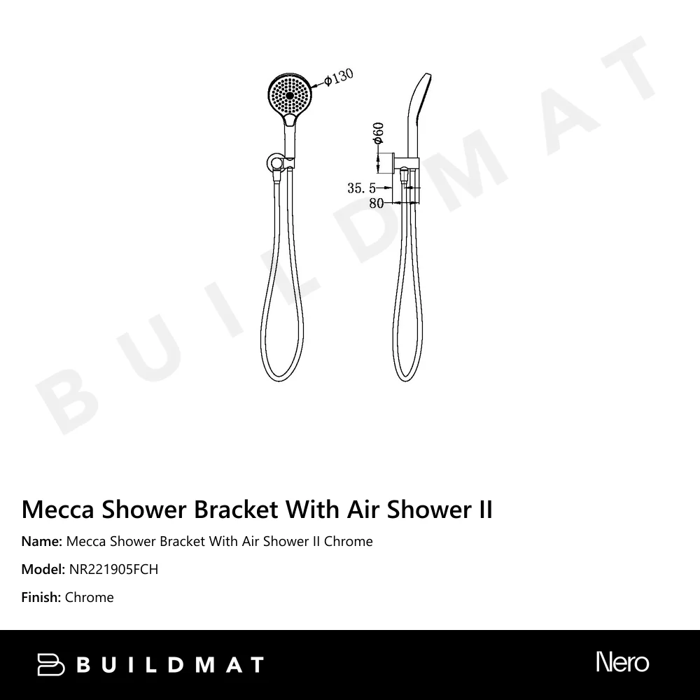 Nero Mecca Shower Bracket With Air Shower II Chrome - Image 4
