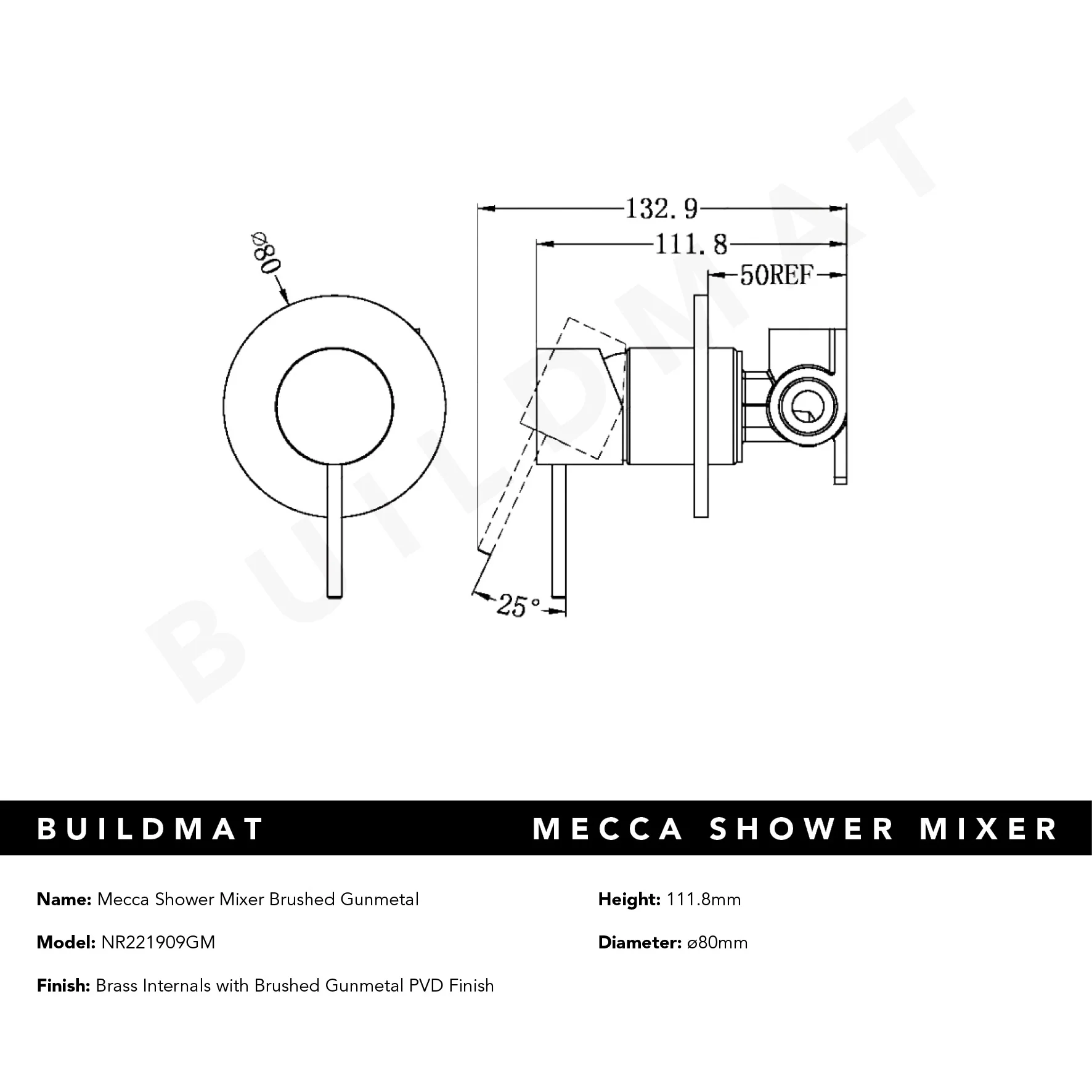 Nero Mecca Shower Mixer Brushed Gunmetal - Image 5