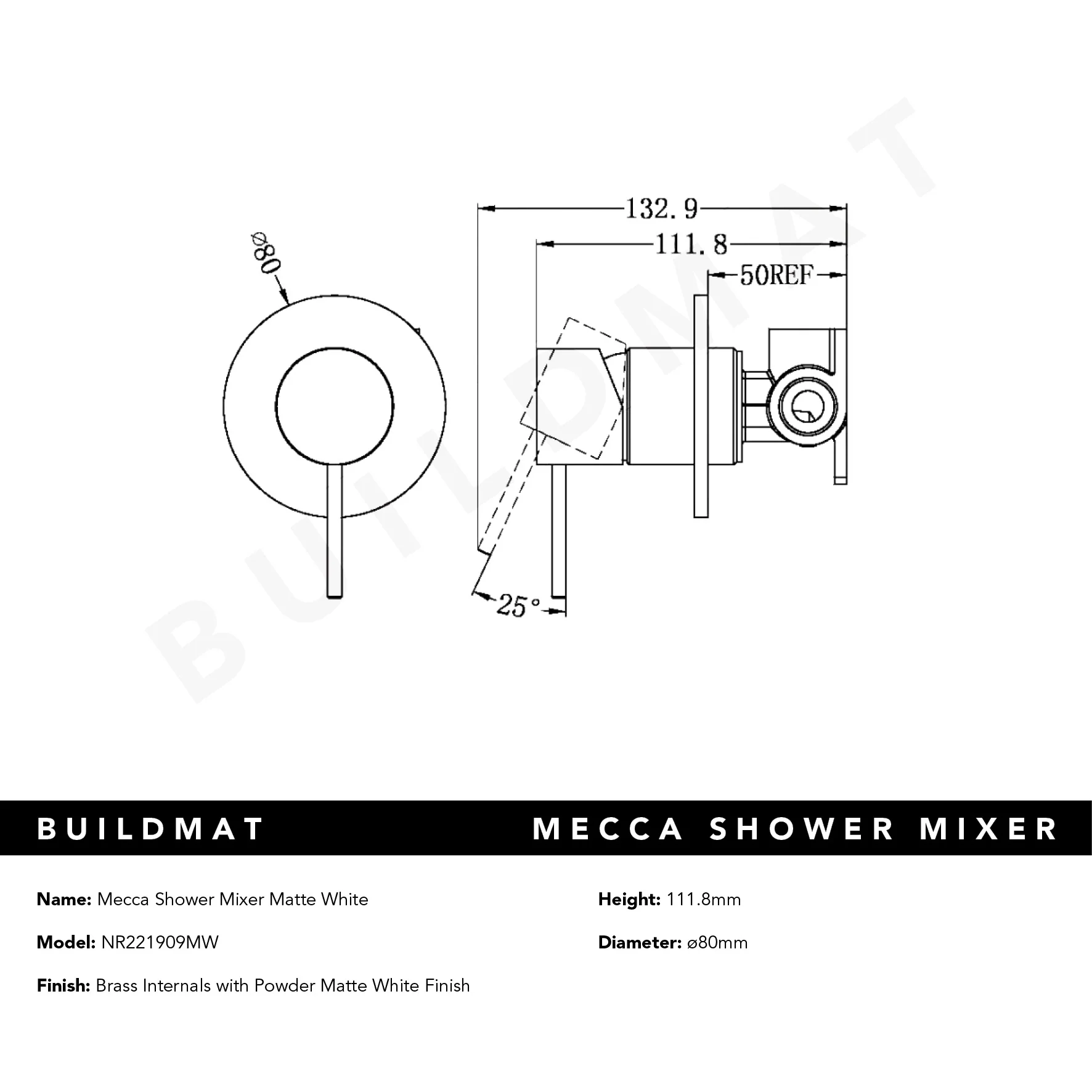 Nero Mecca Shower Mixer Matte White - Image 5