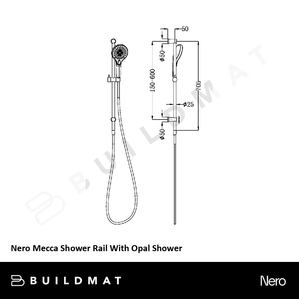 Nero Mecca Shower Rail With Opal Shower Brushed Gunmetal - Image 4