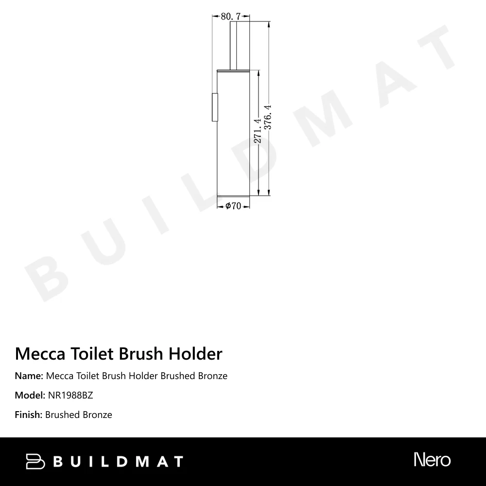 Nero Mecca Toilet Brush Holder Brushed Bronze - Image 4