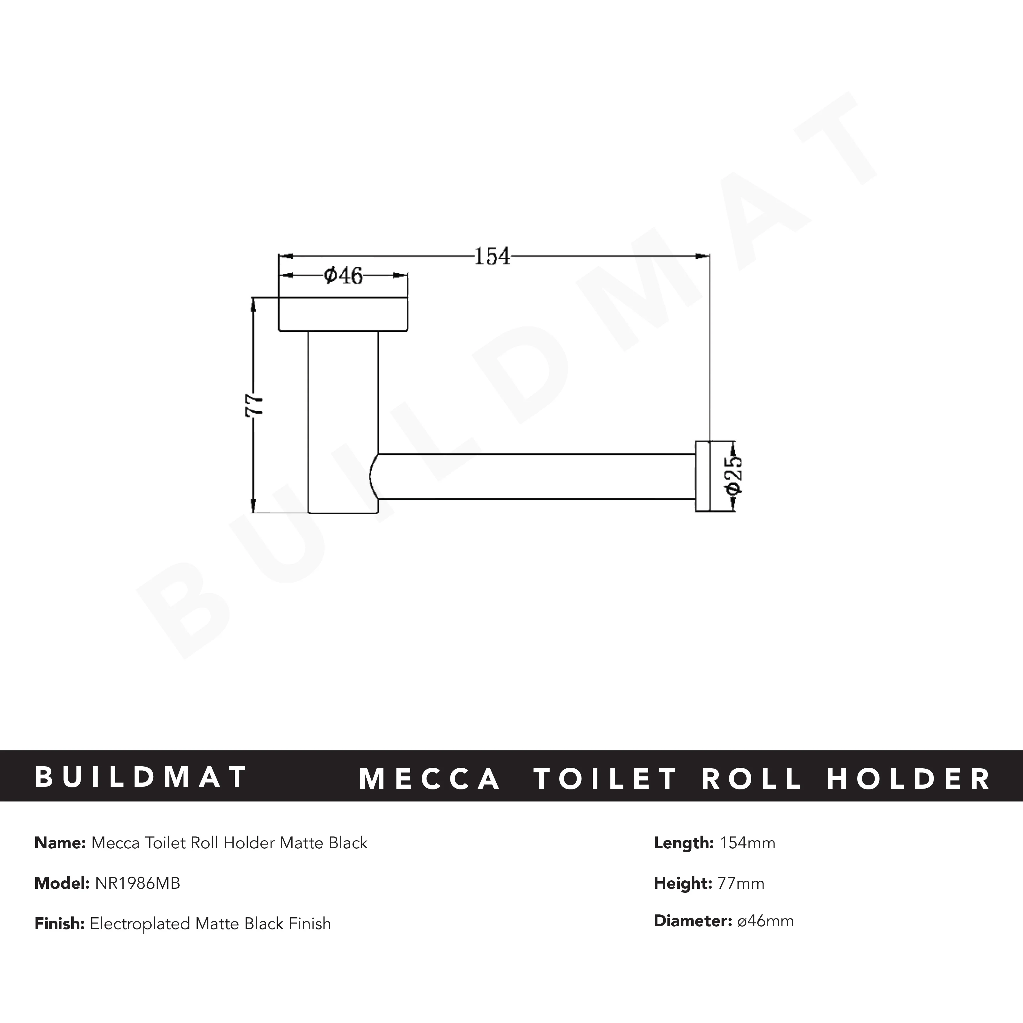 Nero Mecca Toilet Roll Holder Matte Black - Image 5