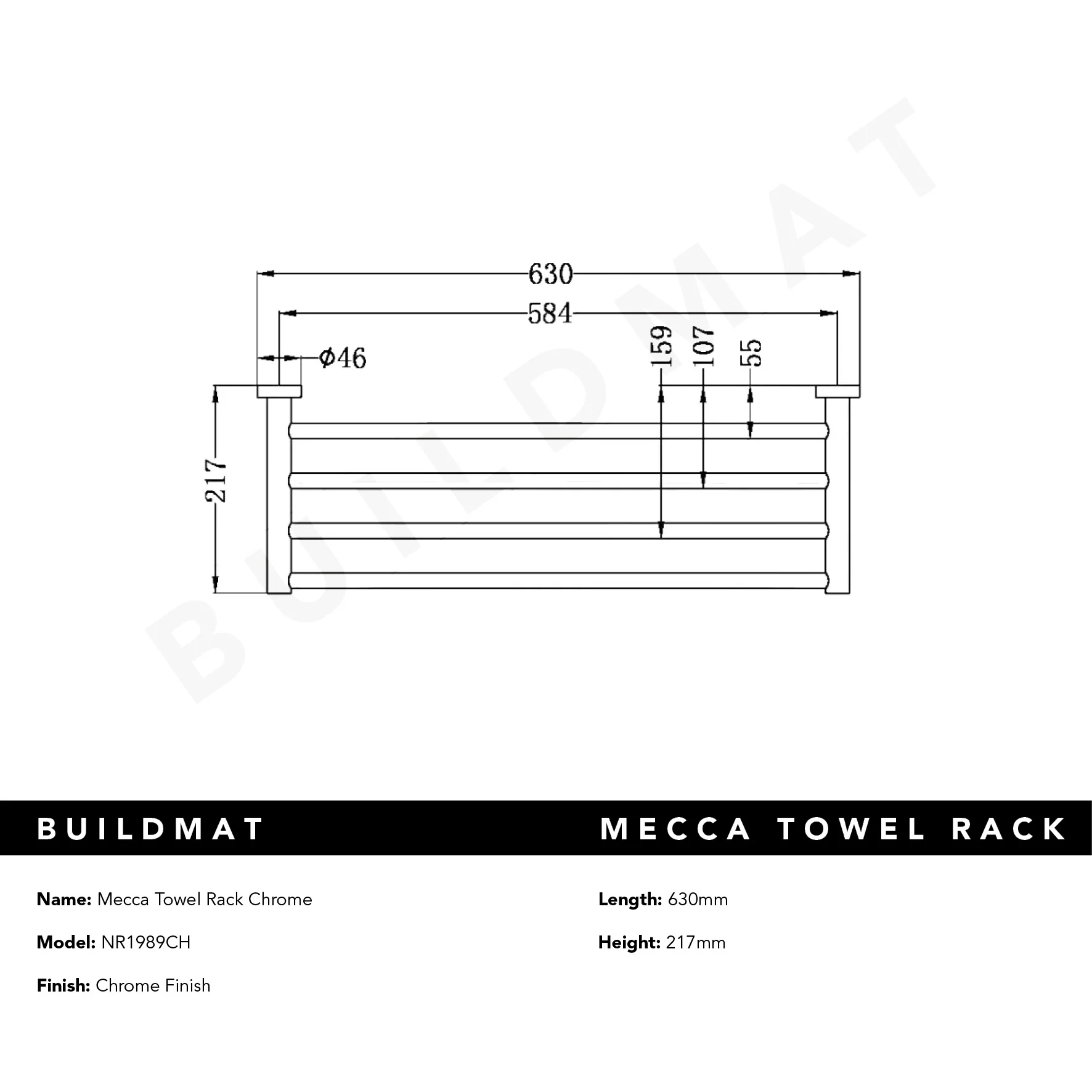 Nero Mecca Towel Rack Chrome - Image 5