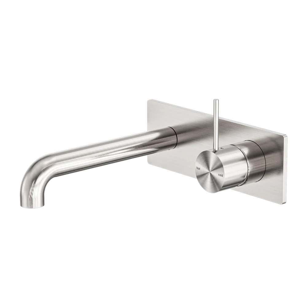 Nero Mecca Wall Basin/Bath Mixer Handle Up 160mm Brushed Nickel