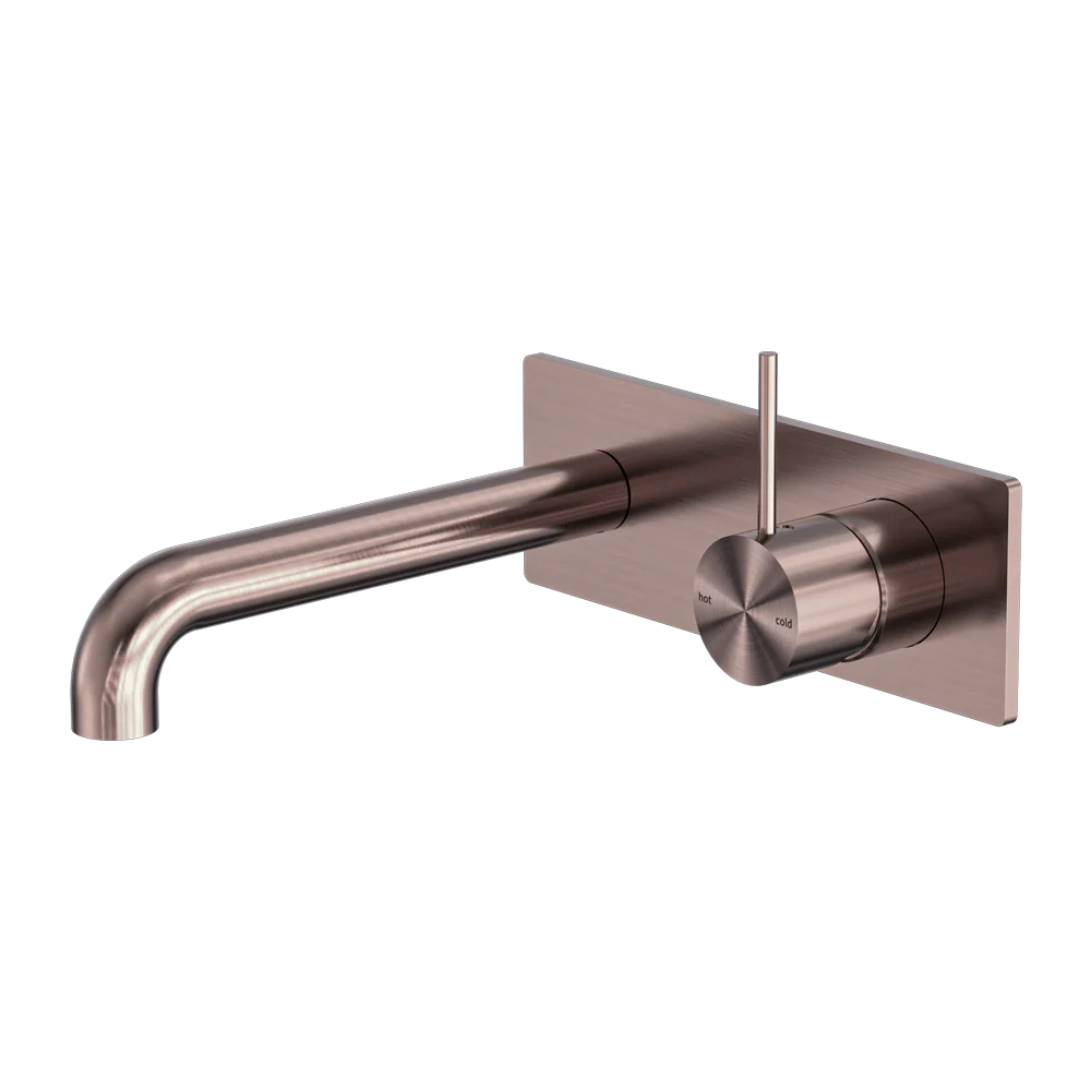 Nero Mecca Wall Basin/Bath Mixer Handle Up 230mm Brushed Bronze