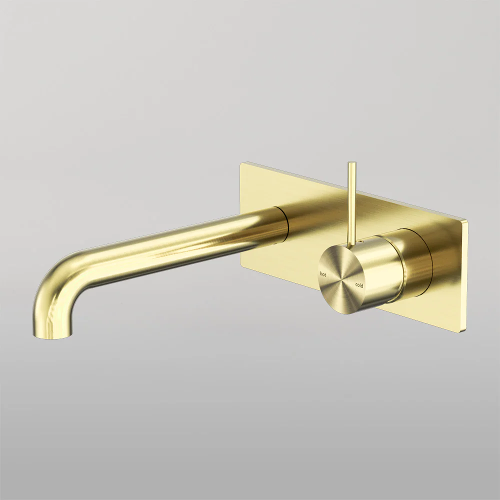 Nero Mecca Wall Basin/Bath Mixer Handle Up 230mm Brushed Gold - Image 2