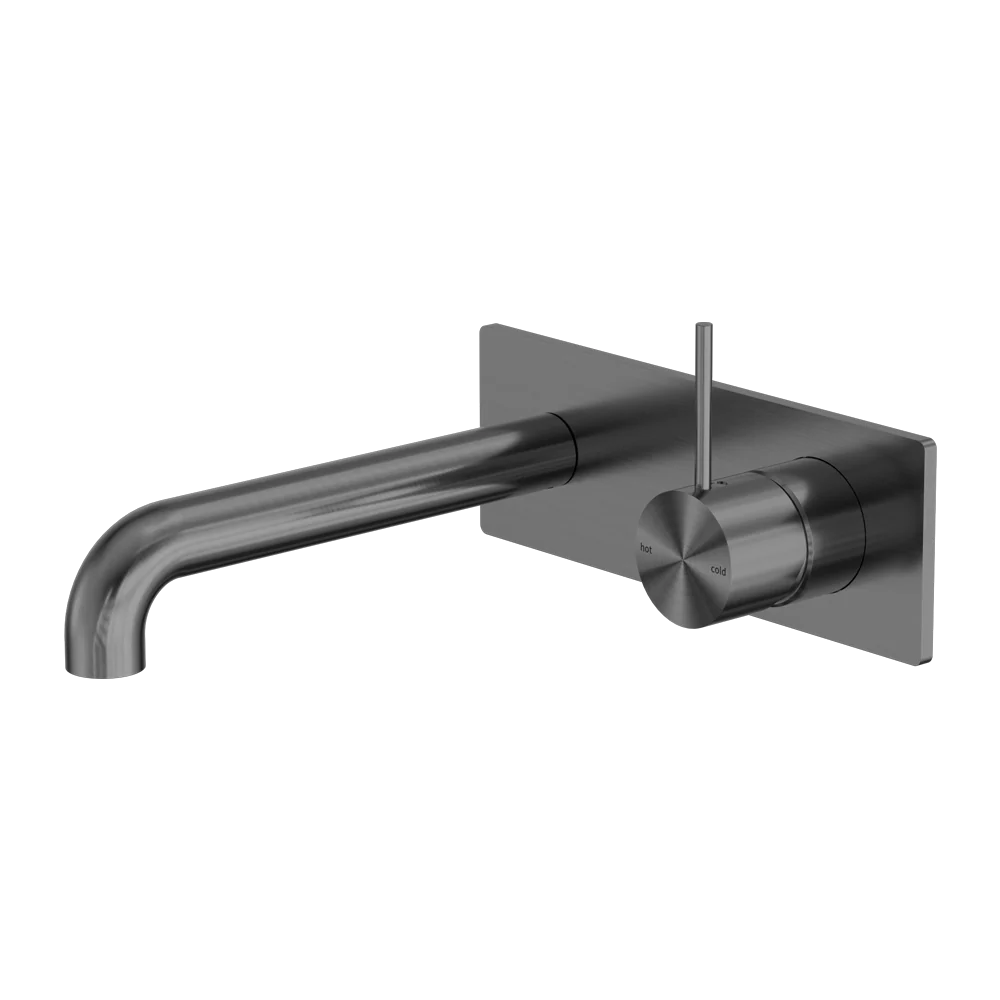 Nero Mecca Wall Basin/Bath Mixer Handle Up 230mm Gunmetal