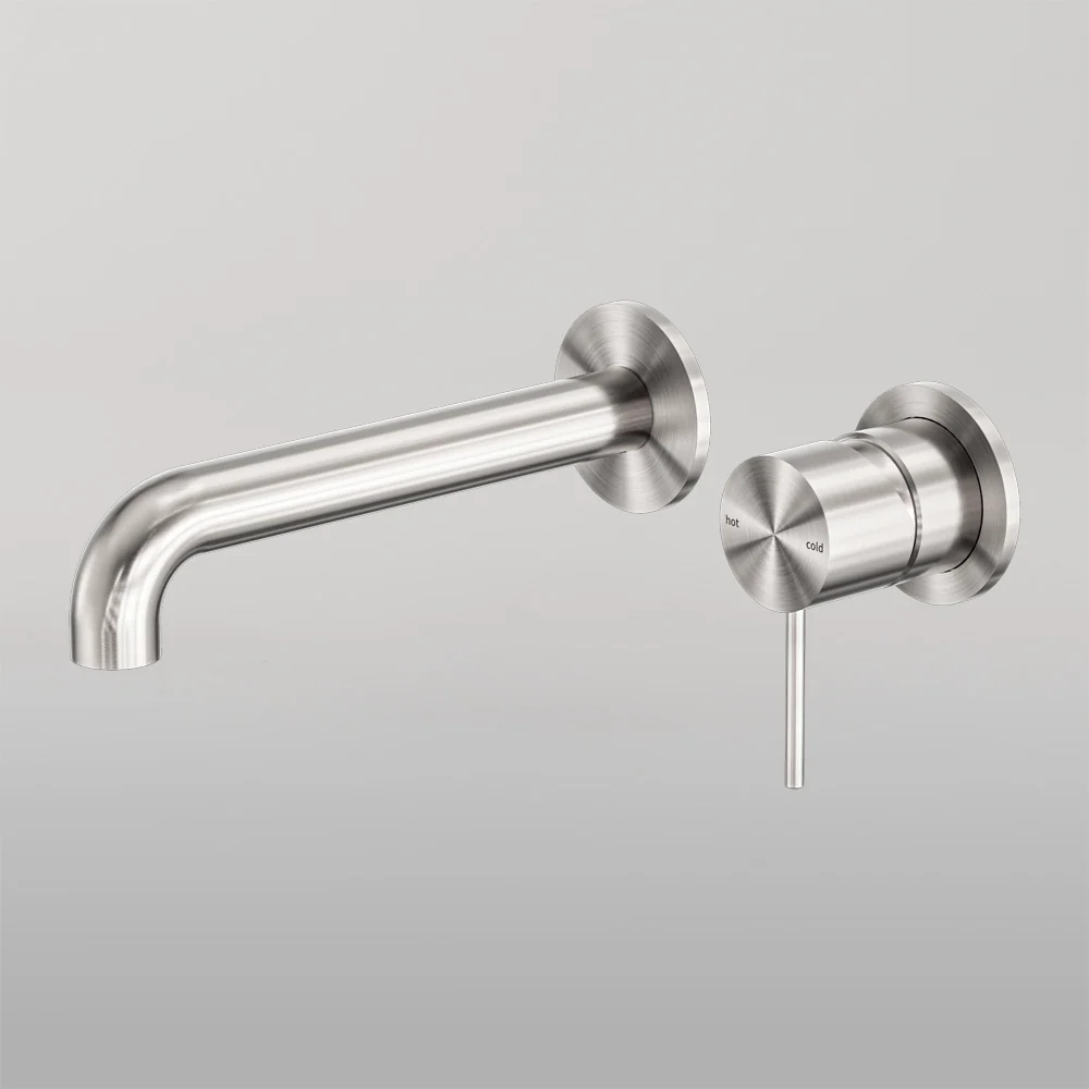 Nero Mecca Wall Basin/Bath Mixer Separate Back Plate 120mm Brushed Nickel - Image 2