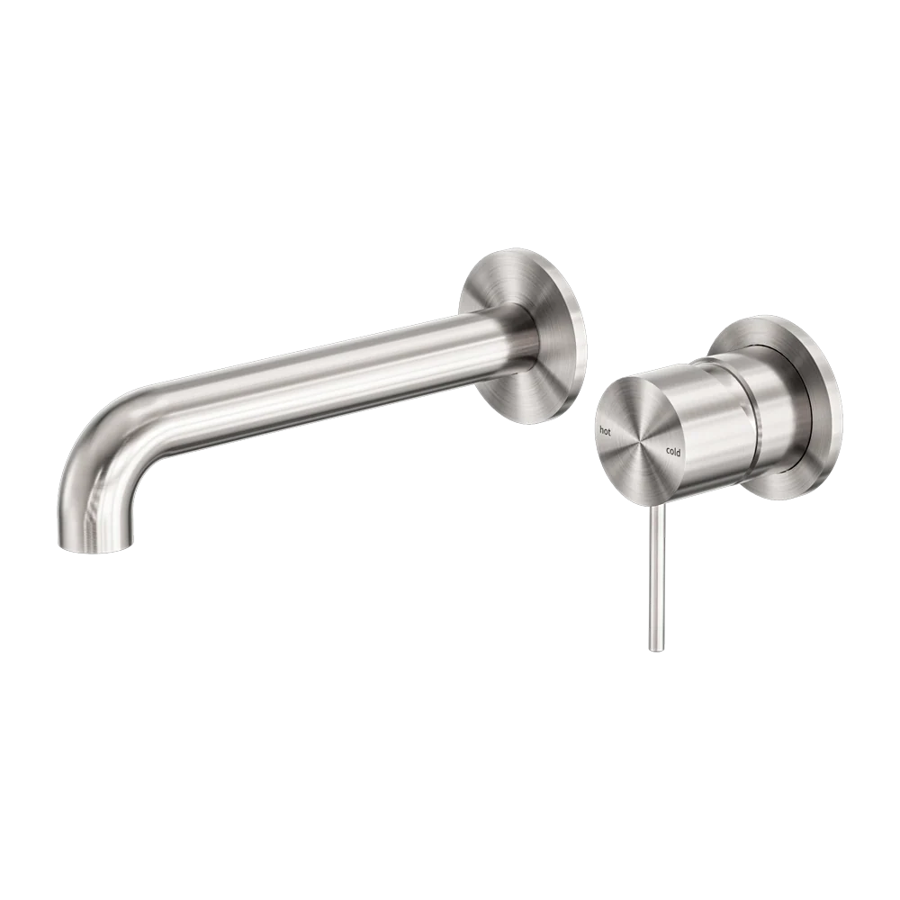 Nero Mecca Wall Basin/Bath Mixer Separate Back Plate 160mm Spout Brushed Nickel - Image 3
