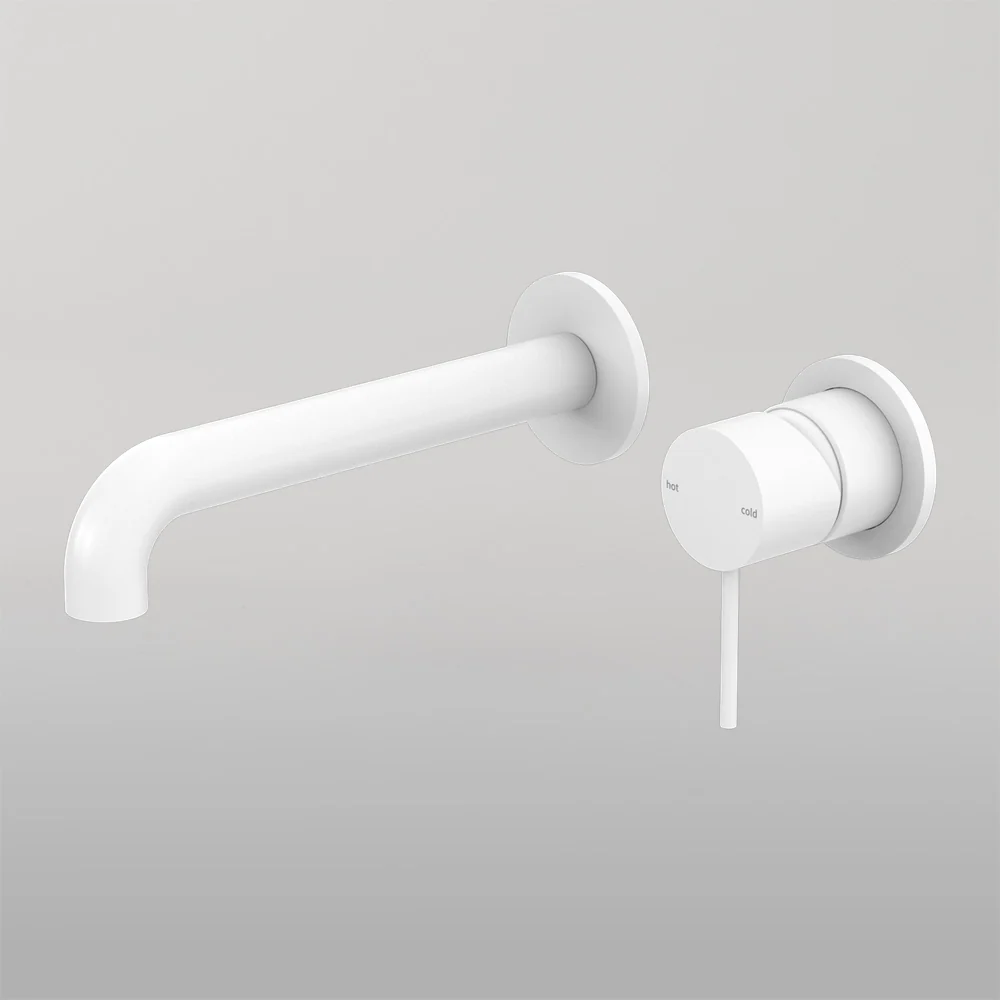 Nero Mecca Wall Basin/Bath Mixer Separate Back Plate 230mm Matte White - Image 2