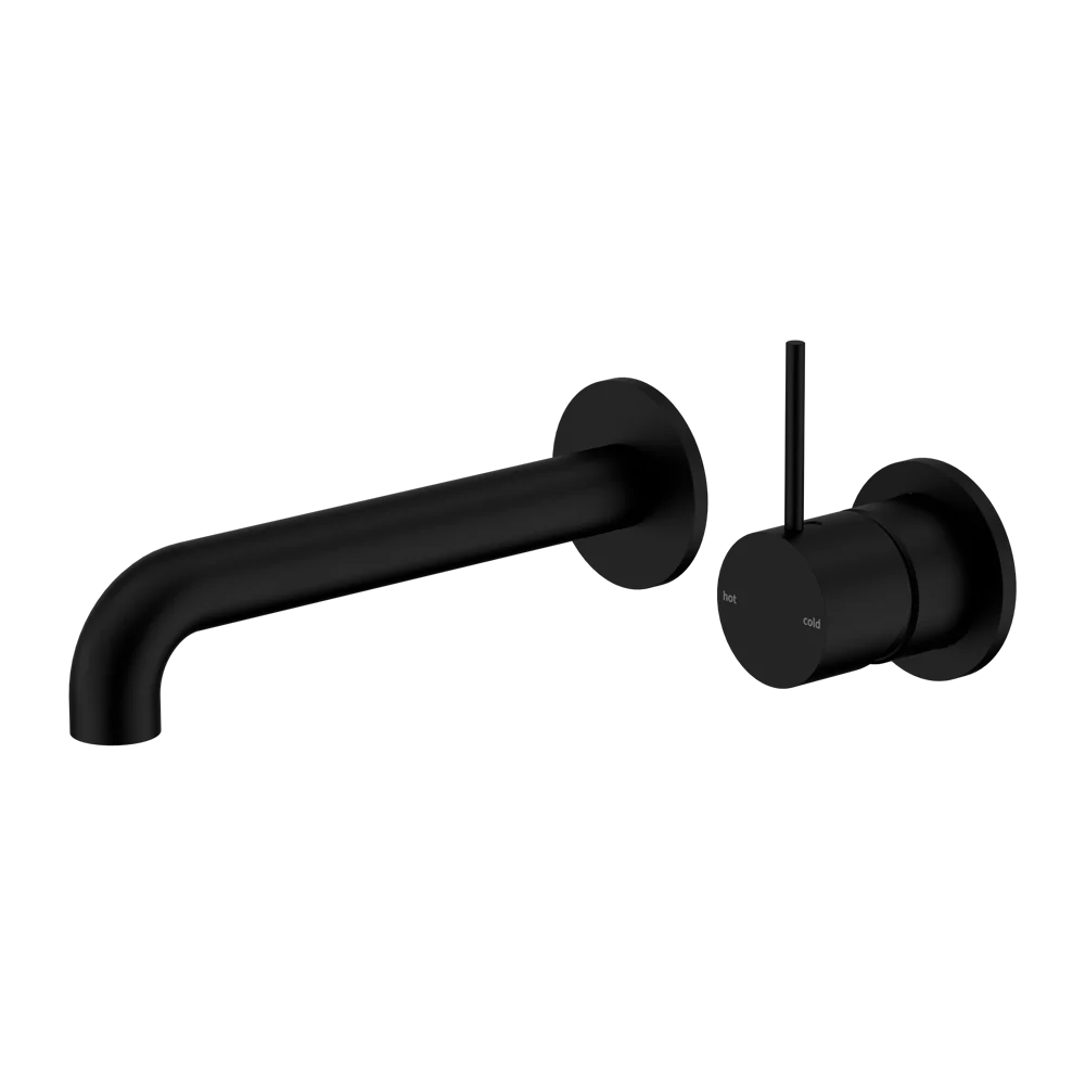 Nero Mecca Wall Basin/Bath Mixer Separate Back Plate Handle Up 160mm Matte Black - Image 3