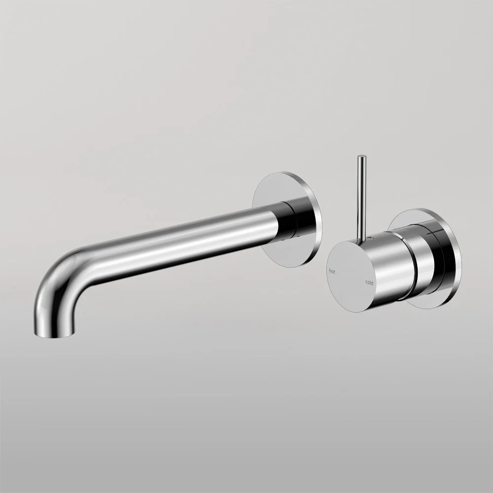 Nero Mecca Wall Basin/Bath Mixer Separate Back Plate Handle Up 185mm Chrome - Image 2