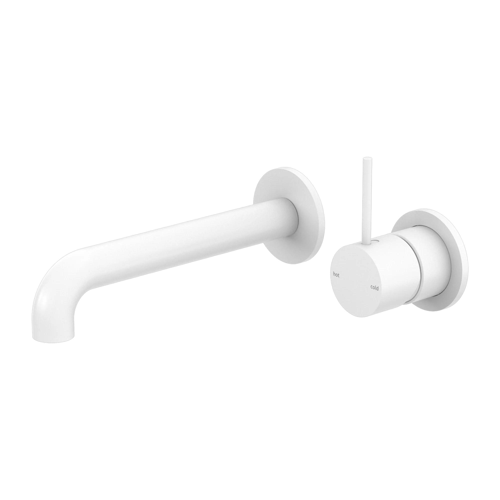 Nero Mecca Wall Basin/Bath Mixer Separate Back Plate Handle Up 230mm Matte White - Image 3