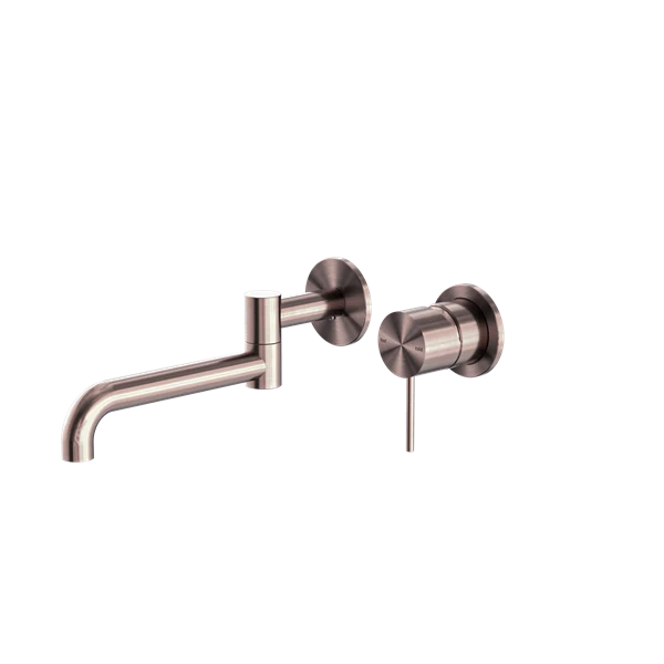 Nero Mecca Wall Basin/Bath Mixer Swivel Spout 225mm Brushed Bronze