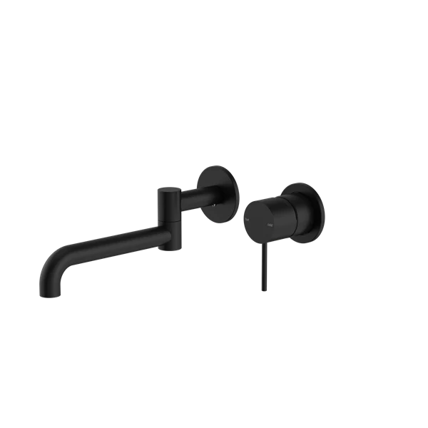 Nero Mecca Wall Basin/Bath Mixer Swivel Spout 225mm Matte Black
