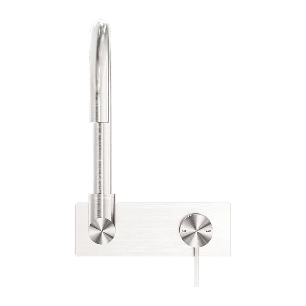 Nero Mecca Wall Basin/Bath Mixer Swivel Spout Brushed Nickel - Image 2