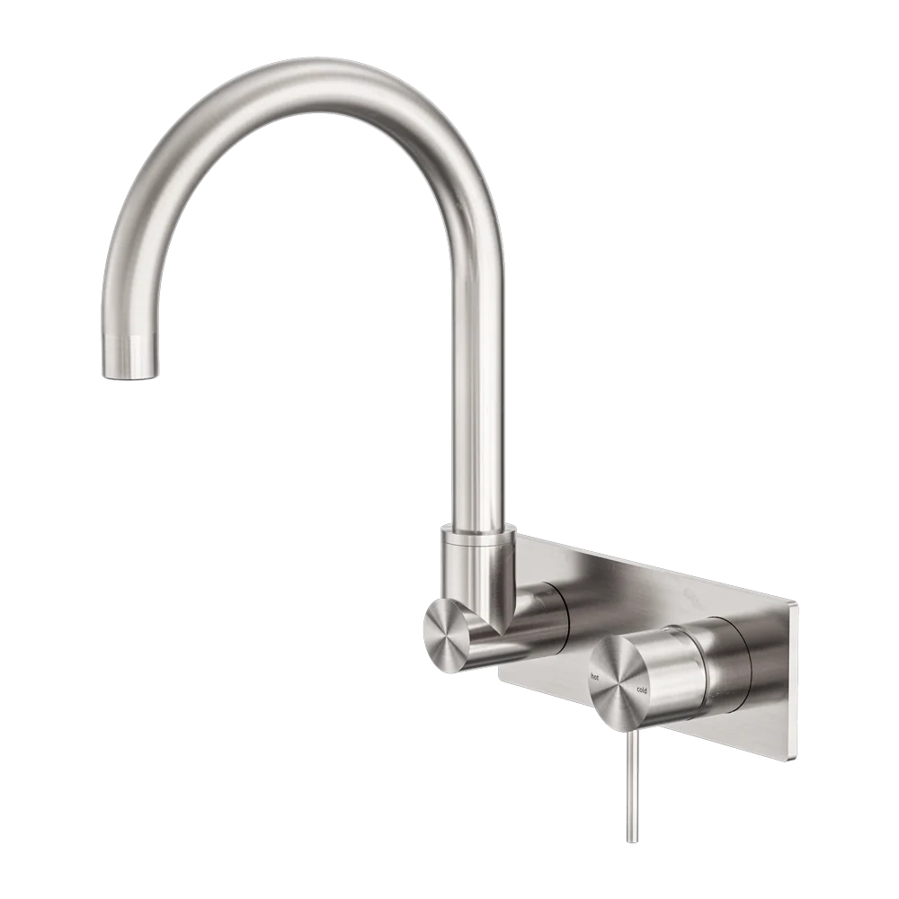 Nero Mecca Wall Basin/Bath Mixer Swivel Spout Brushed Nickel - Image 3