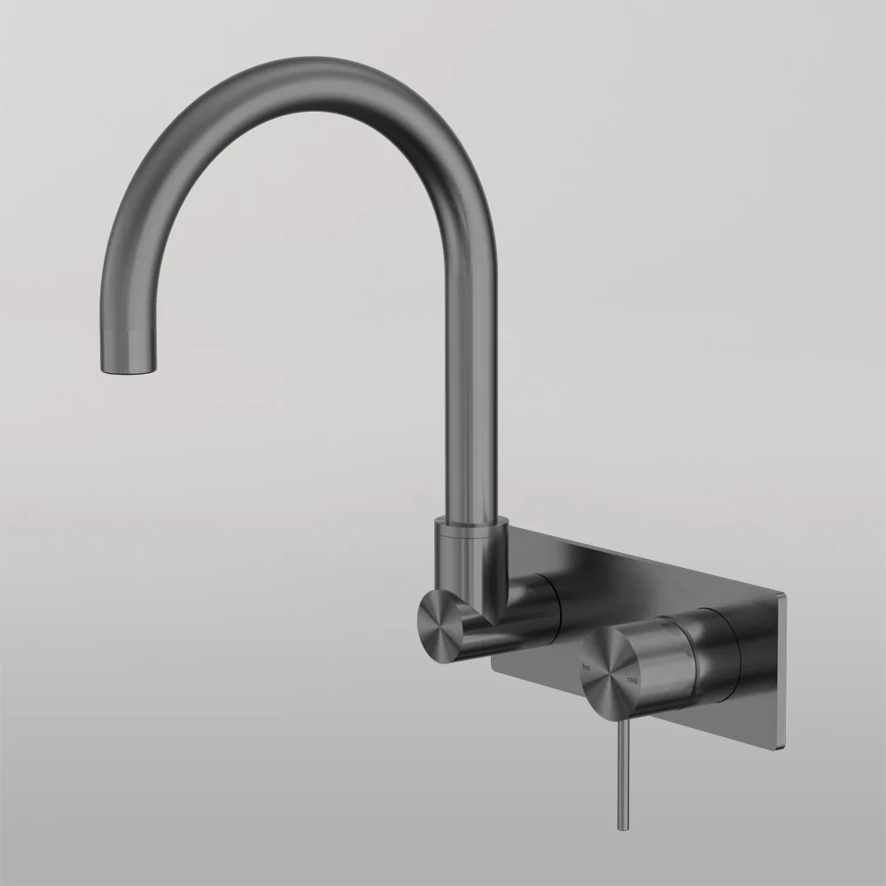 Nero Mecca Wall Basin/Bath Mixer Swivel Spout Gunmetal - Image 2
