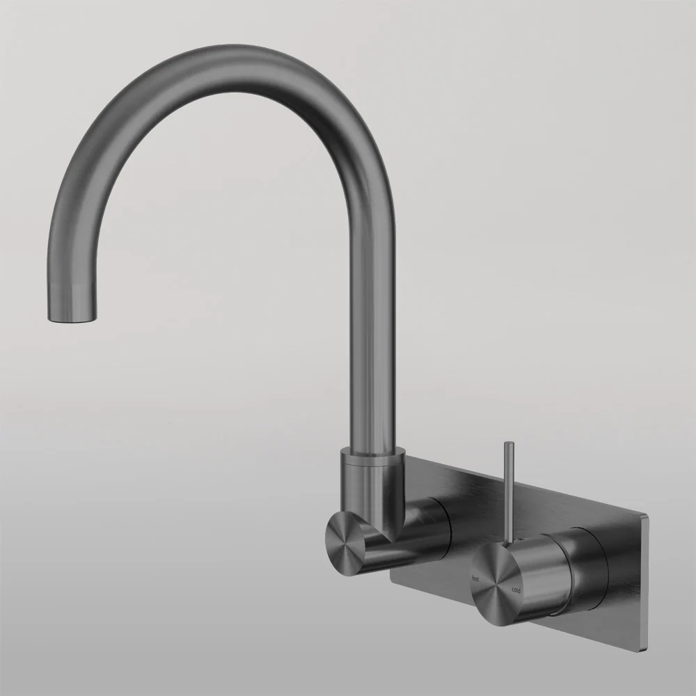 Nero Mecca Wall Basin/Bath Mixer Swivel Spout Handle Up Gunmetal - Image 2