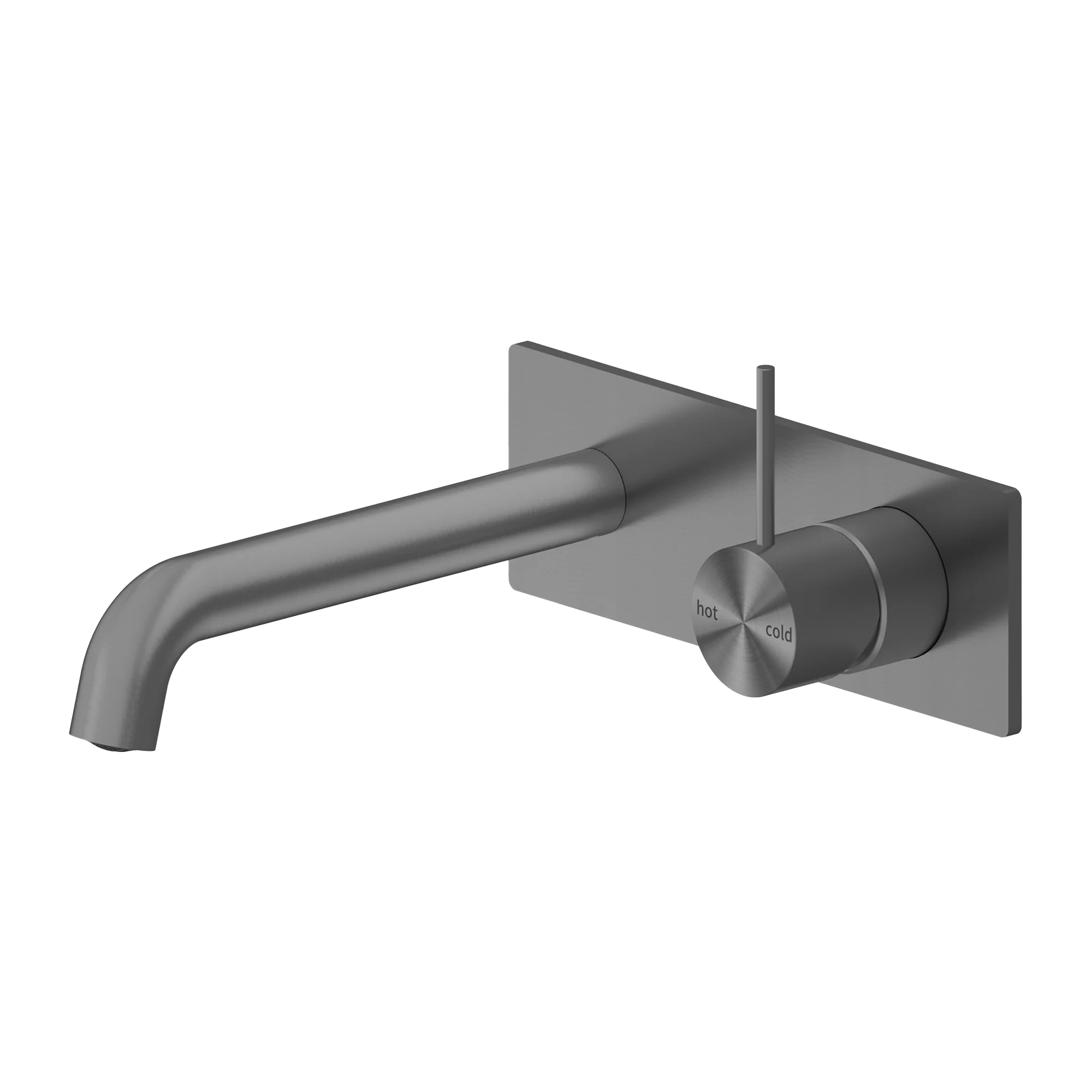 Nero Mecca Wall Basin Mixer Handle Up 185mm Spout Brushed Gunmetal
