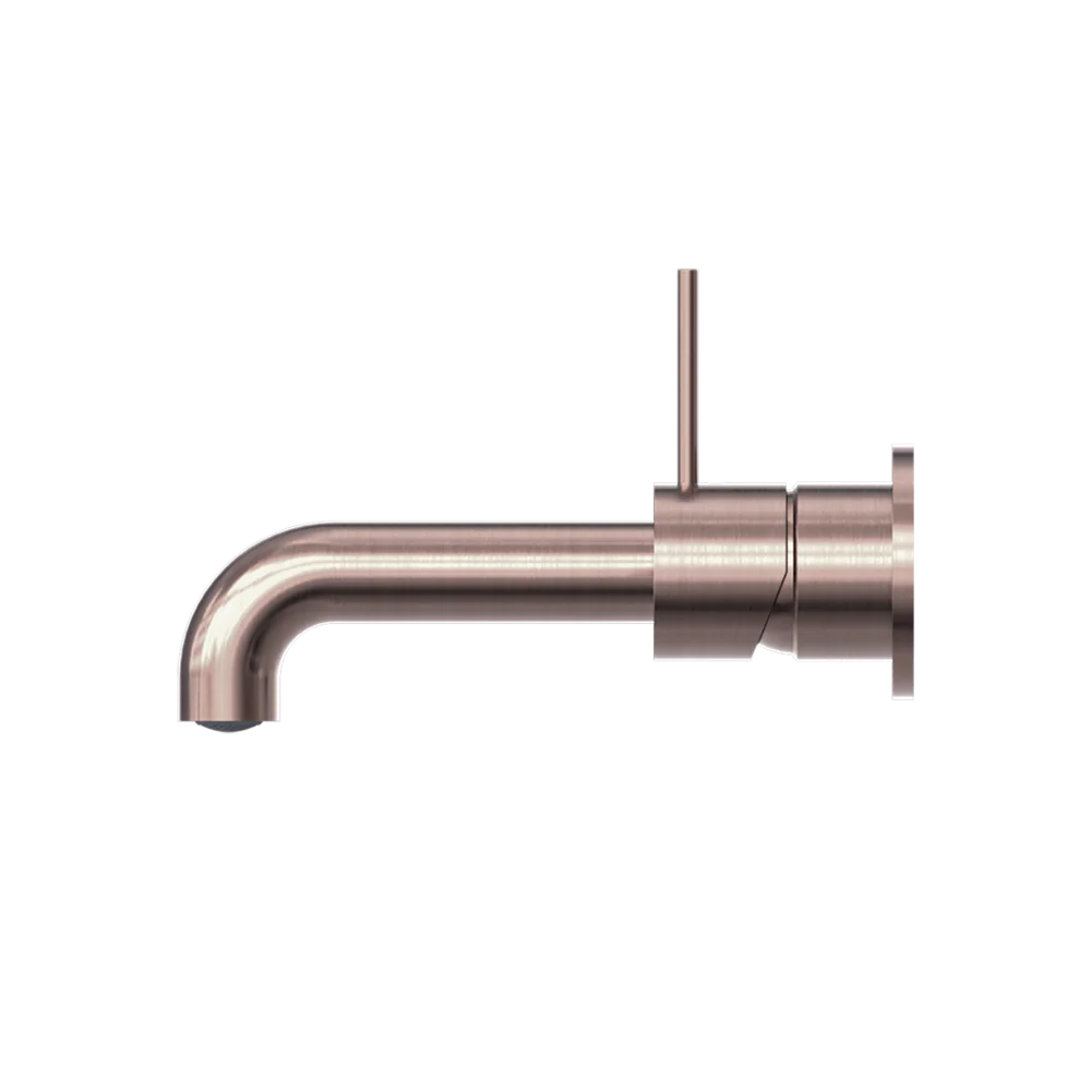 Nero Mecca Wall Basin Mixer Separate Back Plate Handle Up 185mm Spout Brushed Bronze - Image 4