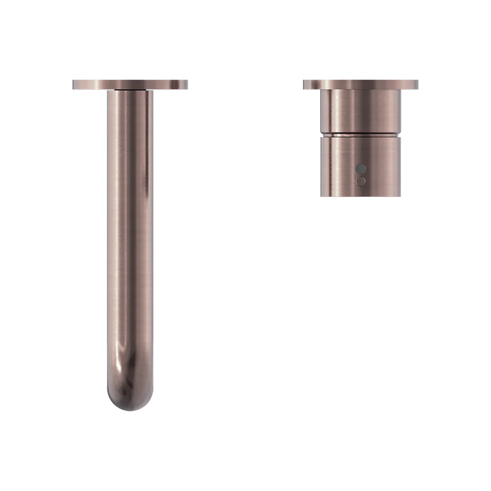 Nero Mecca Wall Basin Mixer Separate Back Plate Handle Up 185mm Spout Brushed Bronze - Image 5
