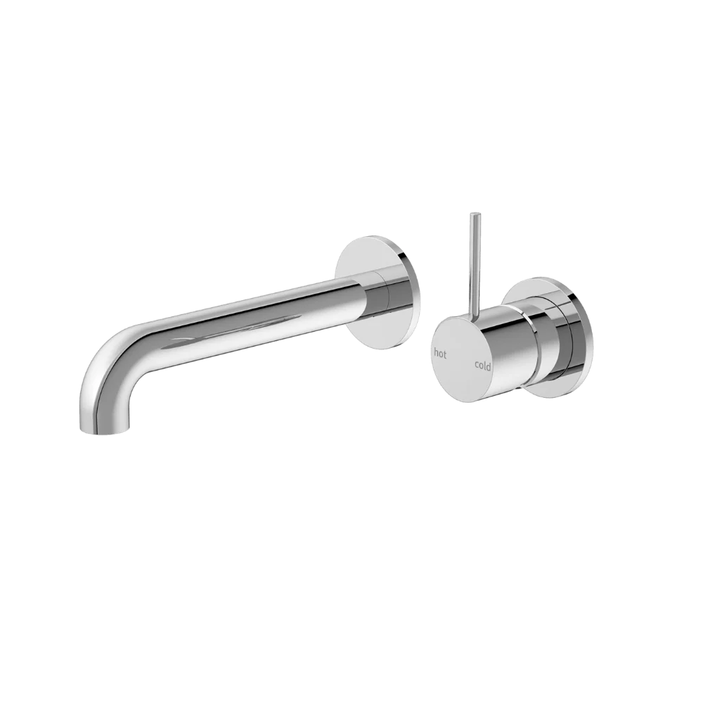 Nero Mecca Wall Basin Mixer Separate Back Plate Handle Up 185mm Spout Chrome