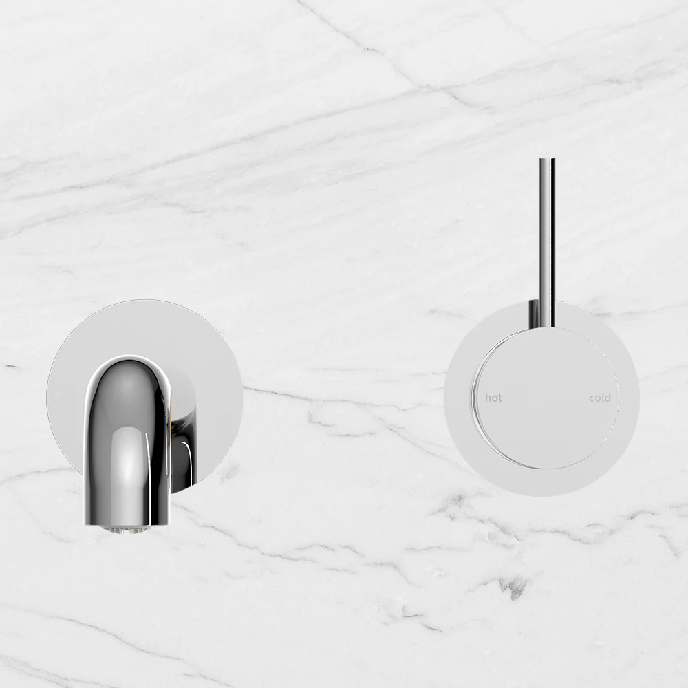 Nero Mecca Wall Basin Mixer Separate Back Plate Handle Up 185mm Spout Chrome - Image 2