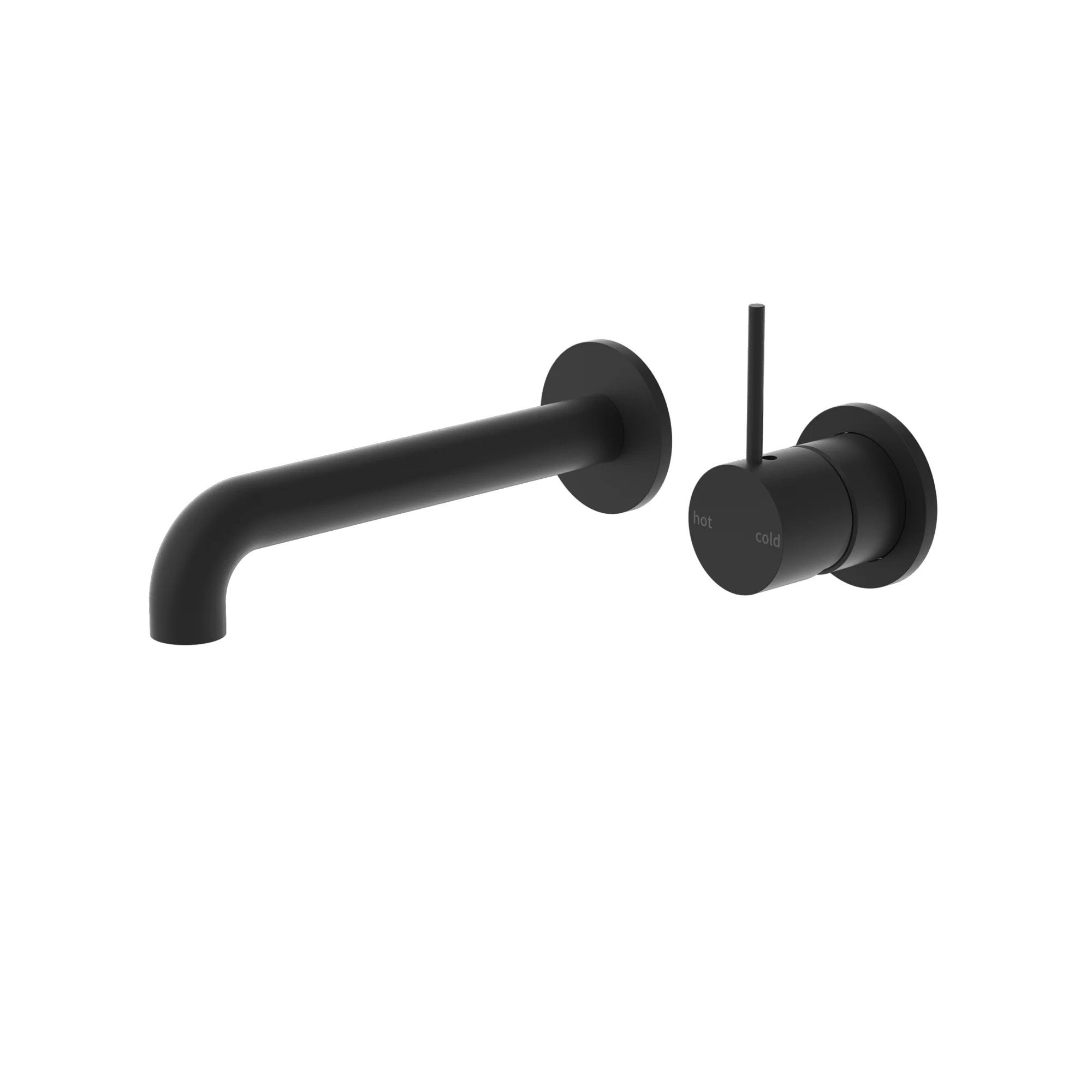 Nero Mecca Wall Basin Mixer Separate Back Plate Handle Up 185mm Spout Matte Black - Image 3
