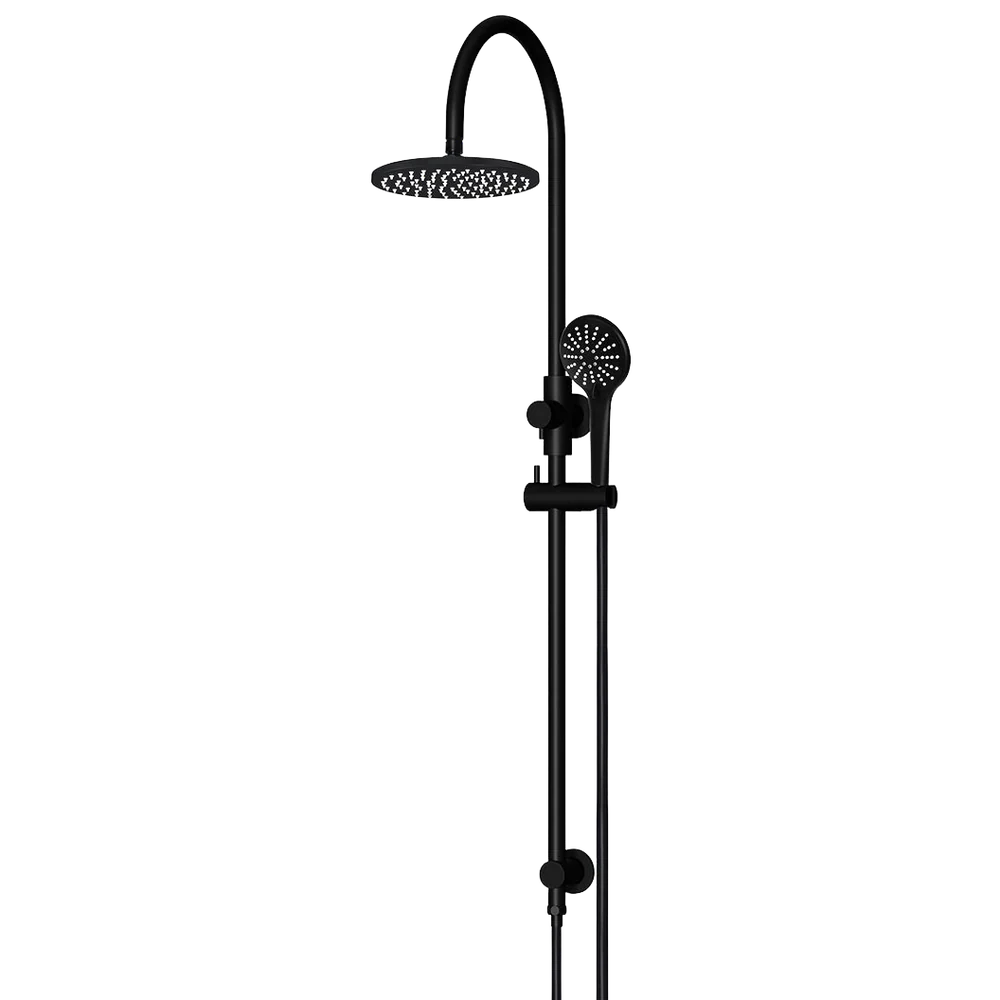 Meir 200mm Round Overhead Shower Rail Three Function Hand Shower Matte Black - Image 3