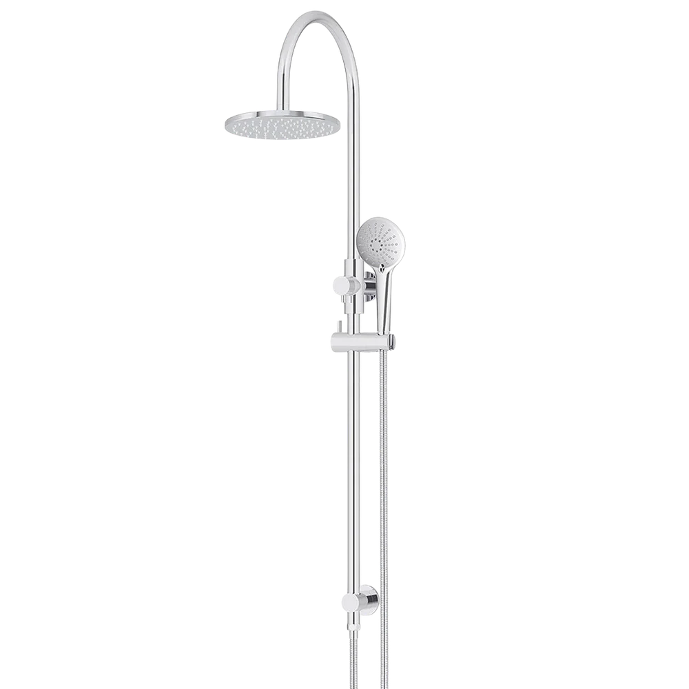 Meir 200mm Round Overhead Shower Rail Three Function Hand Shower Polished Chrome - Image 3