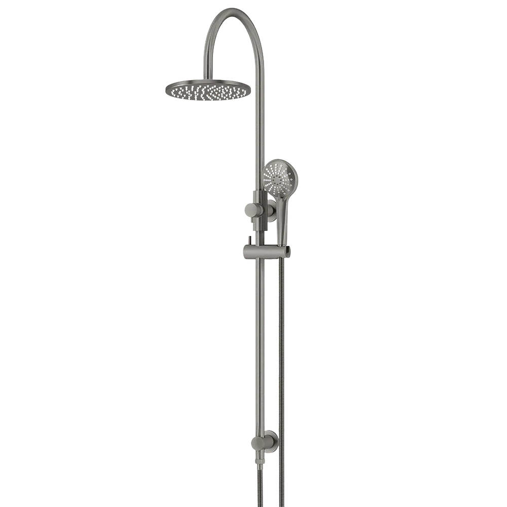 Meir 200mm Round Overhead Shower Rail Three Function Hand Shower Shadow Gunmetal - Image 3
