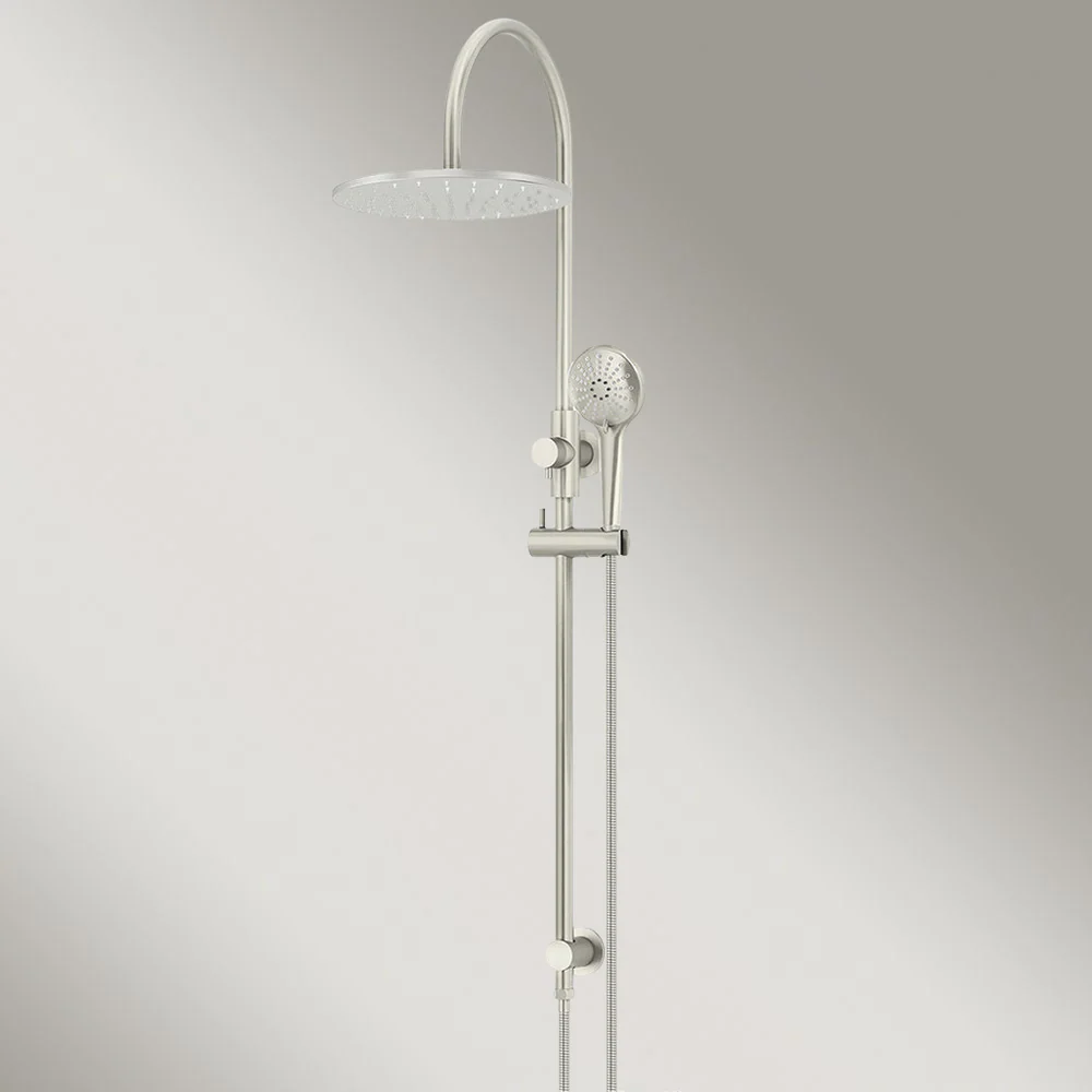 Meir 300mm Round Overhead Shower Rail Three Function Hand Shower Brushed Nickel - Image 2