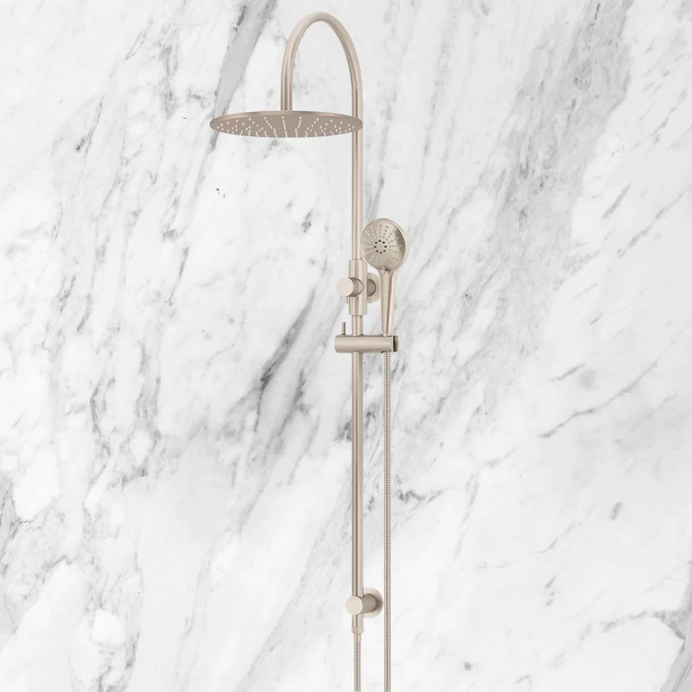 Meir 300mm Round Overhead Shower Rail Three Function Hand Shower Champagne - Image 2