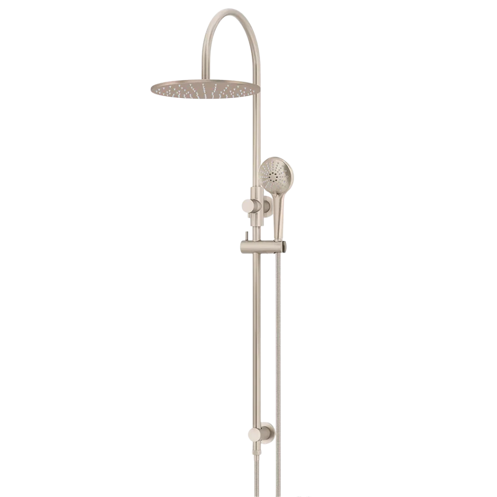 Meir 300mm Round Overhead Shower Rail Three Function Hand Shower Champagne - Image 3