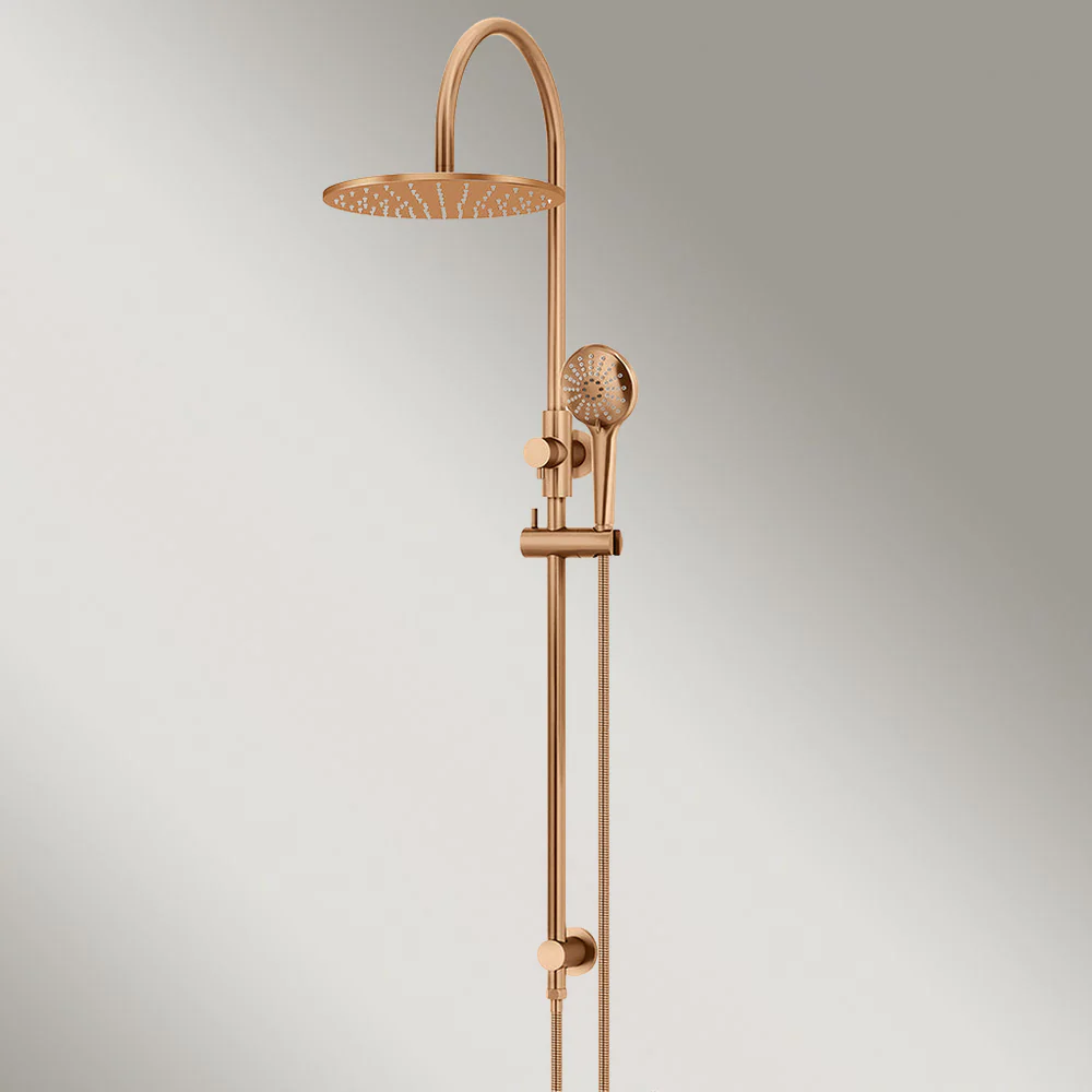 Meir 300mm Round Overhead Shower Rail Three Function Hand Shower Lustre Bronze - Image 2