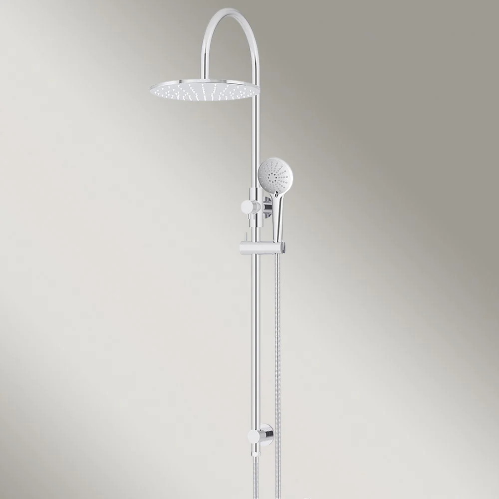 Meir 300mm Round Overhead Shower Rail Three Function Hand Shower Polished Chrome - Image 2