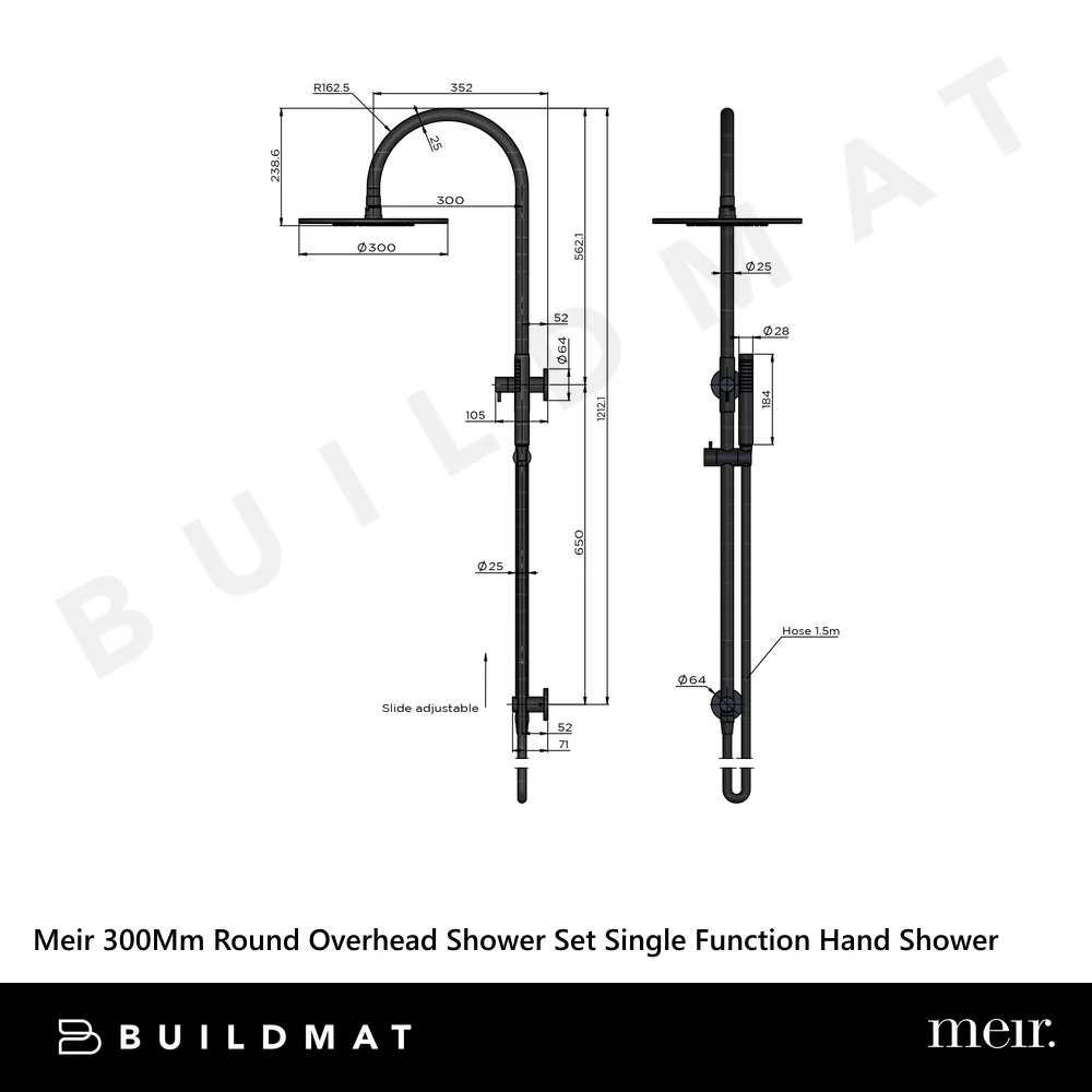 Meir 300mm Round Overhead Shower Set Single Function Hand Shower Champagne - Image 4