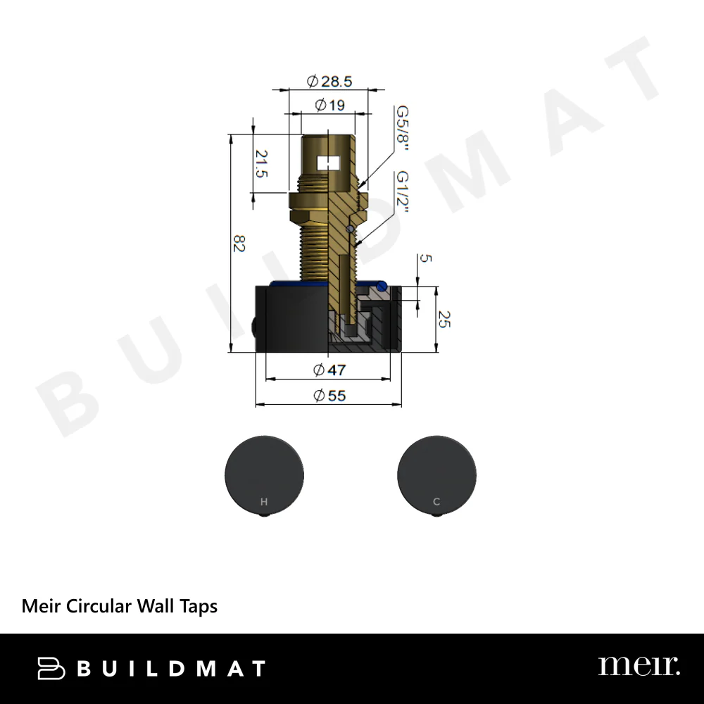 Meir Circular Wall Taps Champagne - Image 4