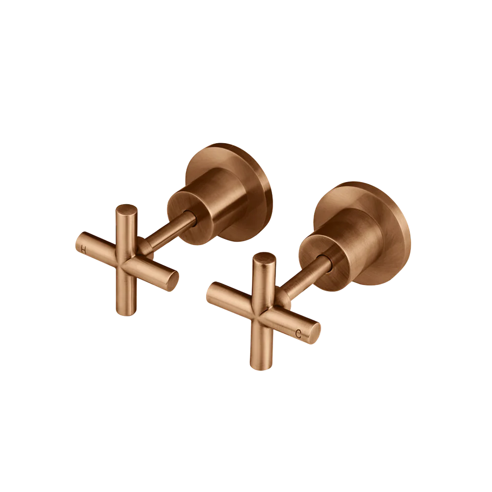 Meir Cross Handle Jumper Valve Wall Top Assemblies Lustre Bronze