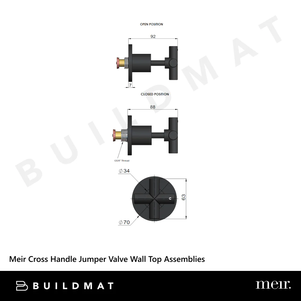 Meir Cross Handle Jumper Valve Wall Top Assemblies Lustre Bronze - Image 4