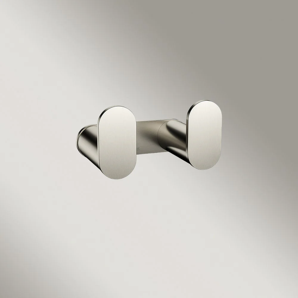 Meir Curvae Double Robe Hook Brushed Nickel - Image 2