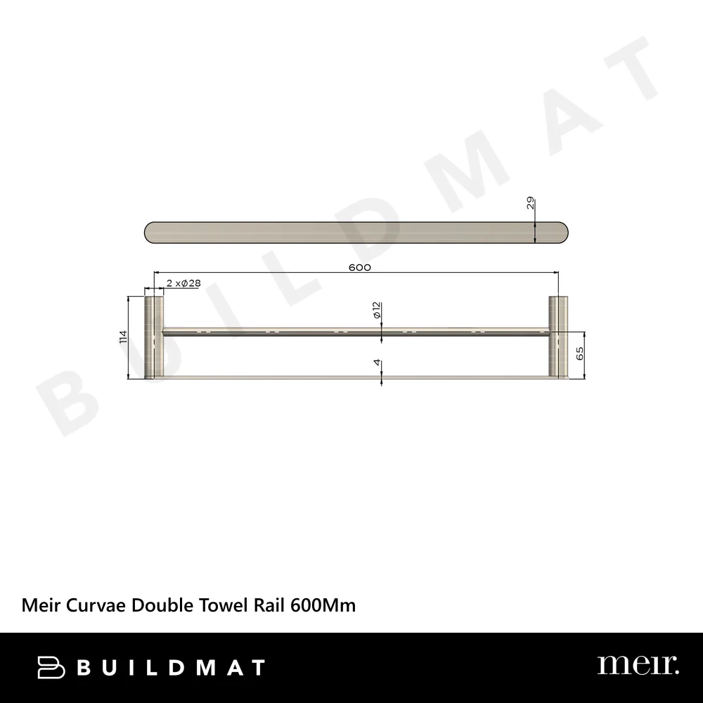 Meir Curvae Double Towel Rail 600mm Polished Chrome - Image 4