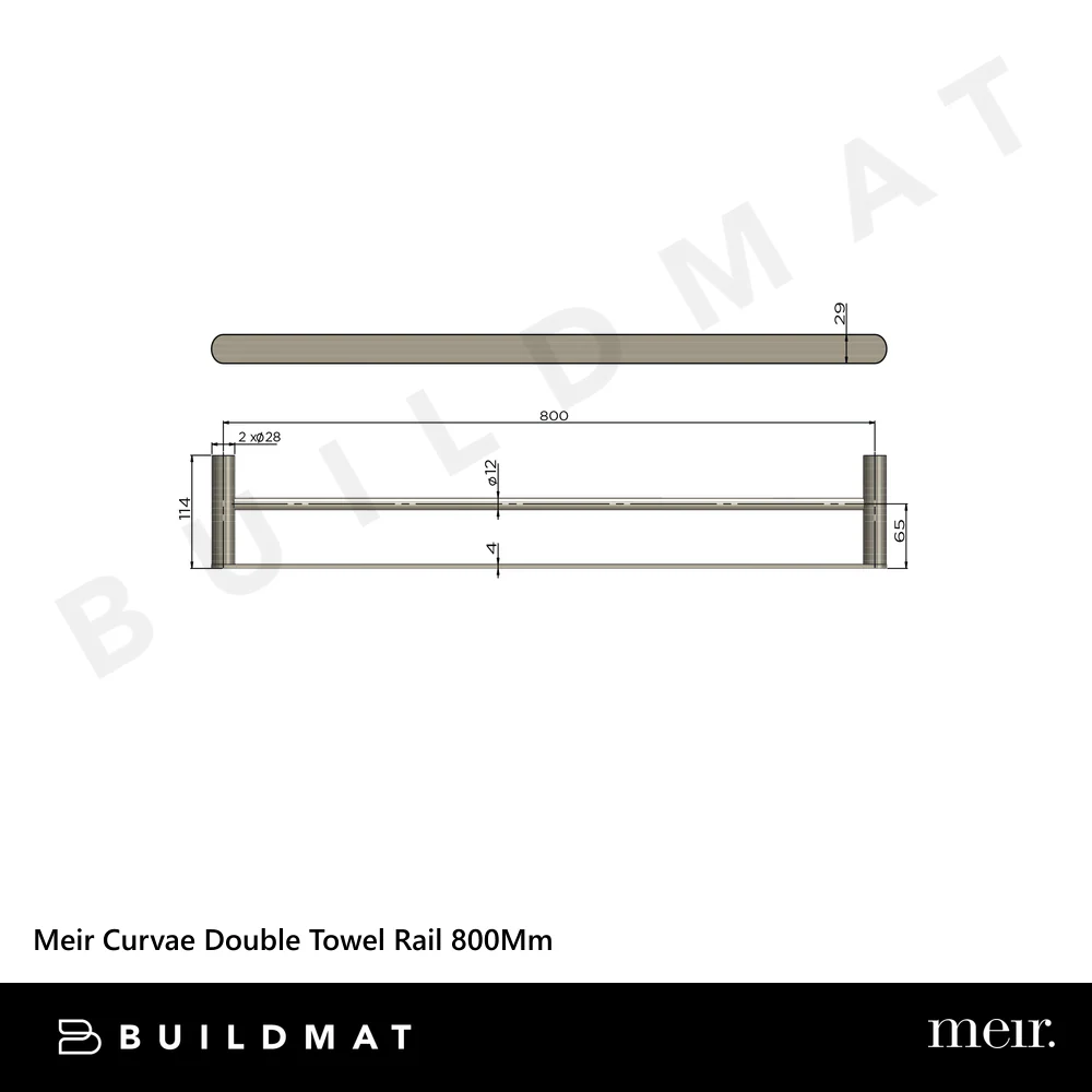 Meir Curvae Double Towel Rail 800mm Champagne - Image 4