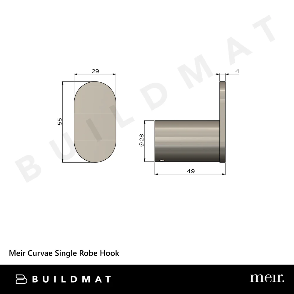 Meir Curvae Single Robe Hook Brushed Nickel - Image 4