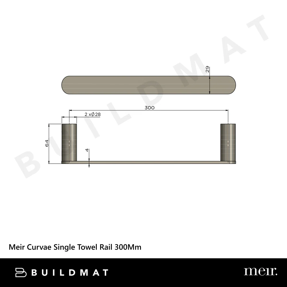 Meir Curvae Single Towel Rail 300mm Shadow Gunmetal - Image 4