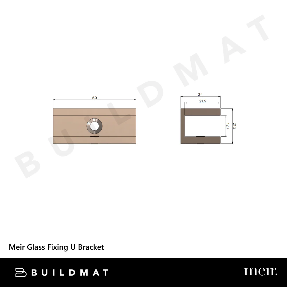 Meir Glass Fixing U Bracket Brushed Nickel - Image 4