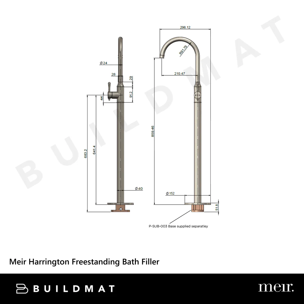 Meir Harrington Freestanding Bath Filler Brushed Nickel - Image 4