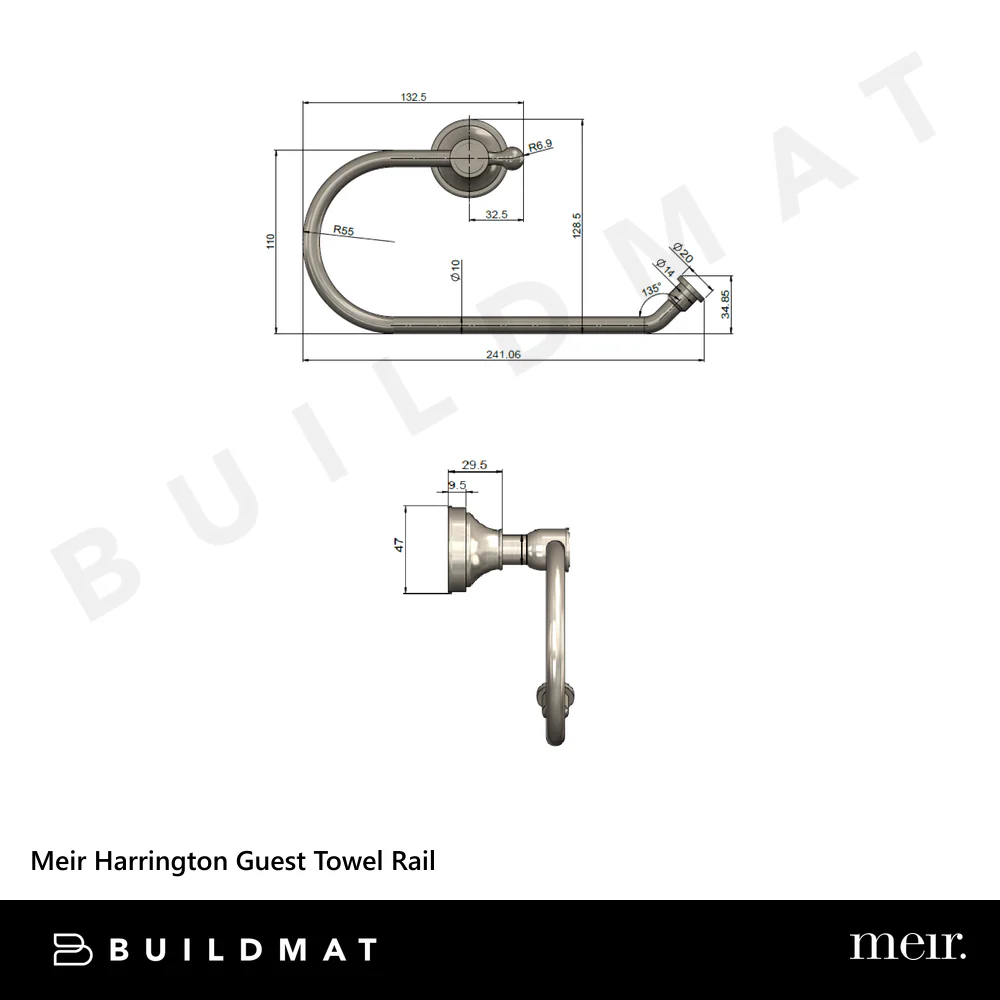 Meir Harrington Guest Towel Rail Brushed Nickel - Image 4