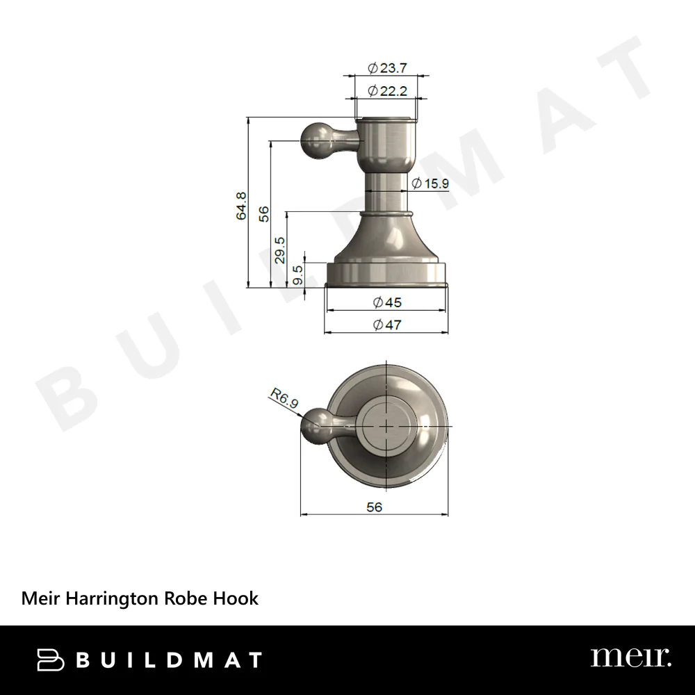 Meir Harrington Robe Hook Brushed Nickel - Image 4